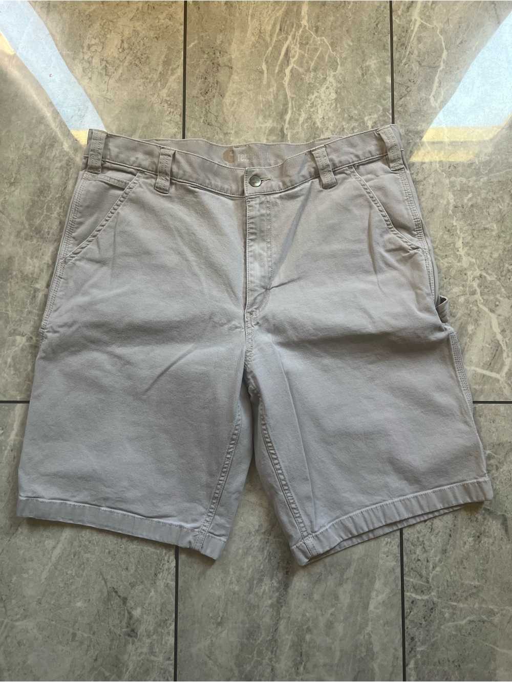 Carhartt Men's Size 38 Rugged Flex Rigby Canvas Work Utility Shorts Tan 103652